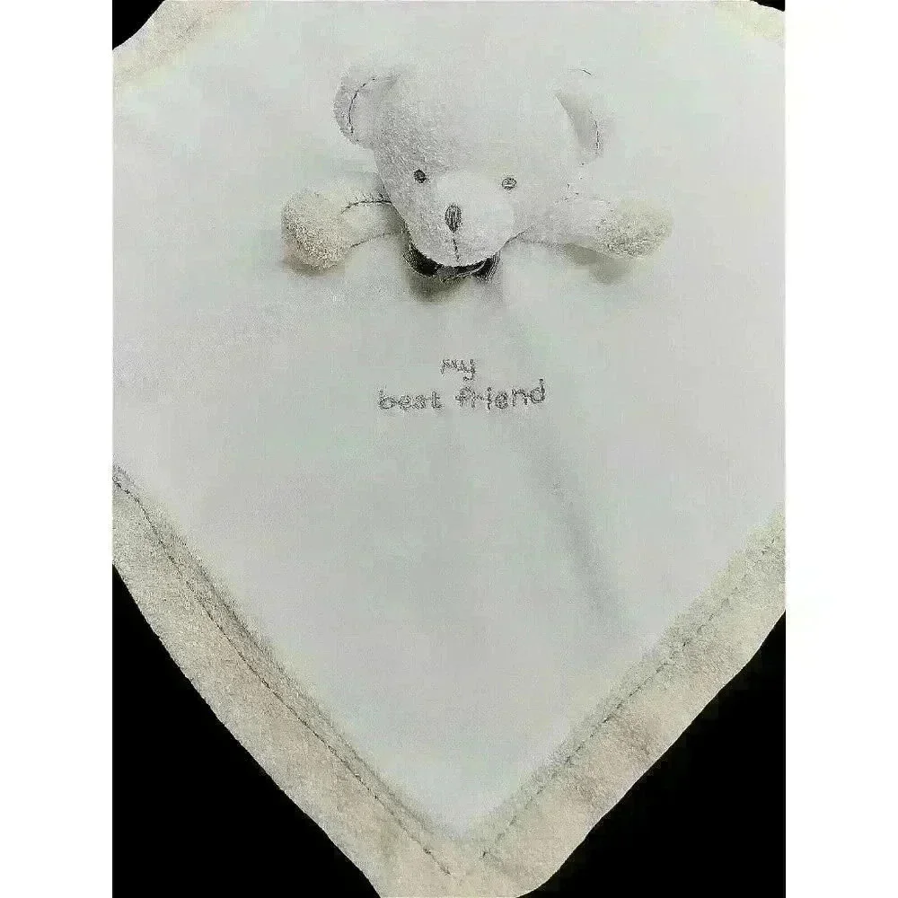 Carter's My Best Friend security blanket lovey rattle white beige 15 inches
